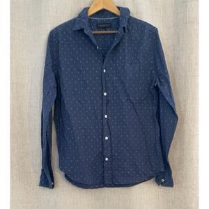 Aeropostale Mens Medium Casual Long Sleeve Button Down Polka Dot Shirt Blue